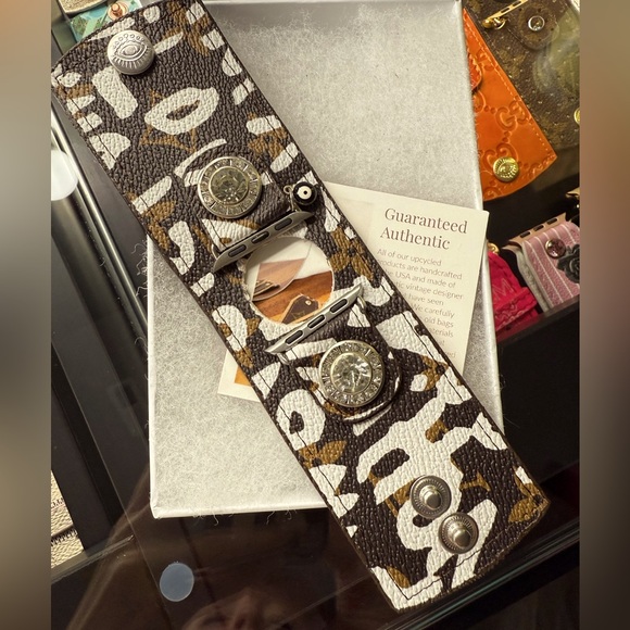 Watch me creations Accessories - Upcycled LV graffiti Watch Band with clear Crystals